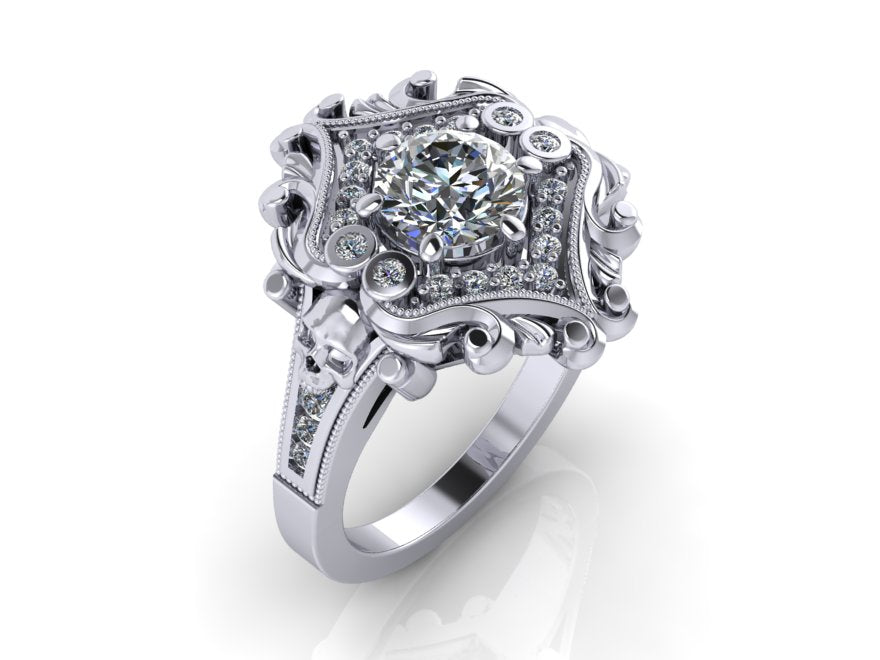 Secret Skull Engagement Ring-UDINC0653
