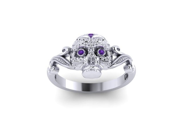 Small Sugar Skull Ring-UDINC0433