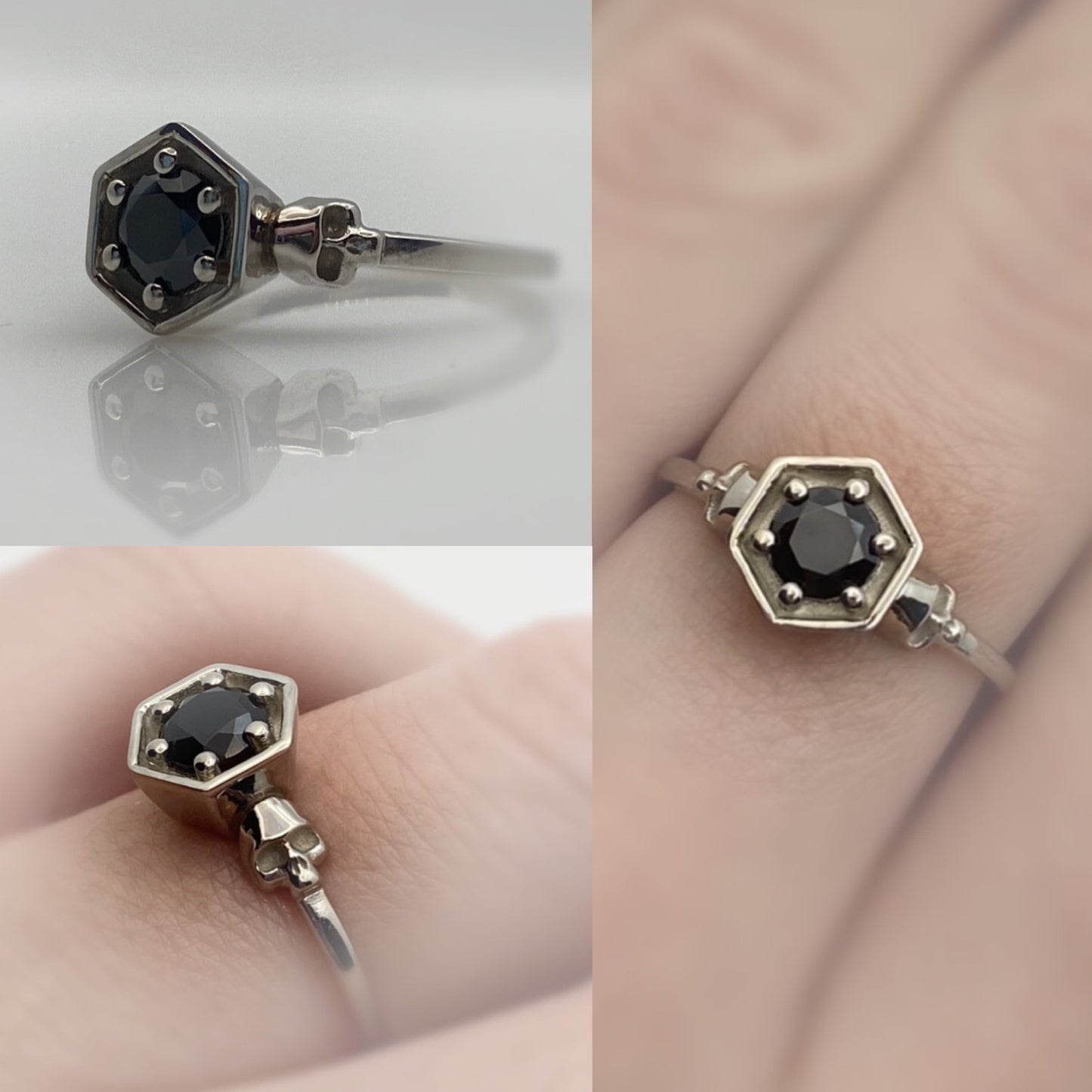 Hexagon Double Skull Ring-UDINC0705