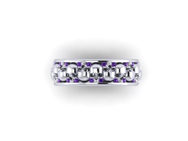 Diamond Alternating Skull Eternity Band-UDINC0329