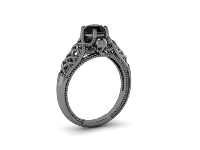Secret Skull Engagement Ring-UDINC0556