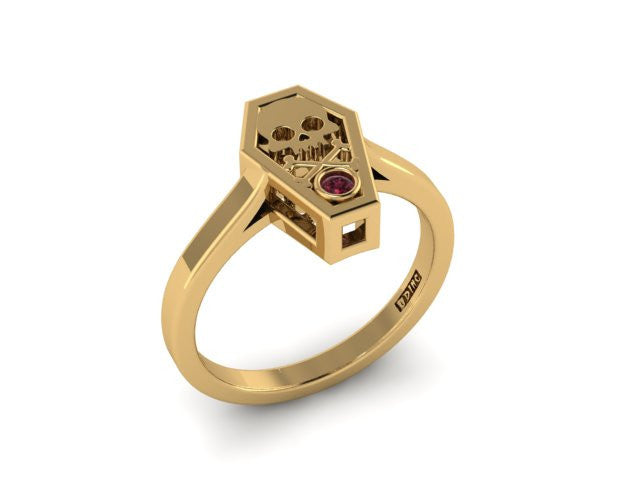 Bezel Set Coffin Ring-UDINC0522