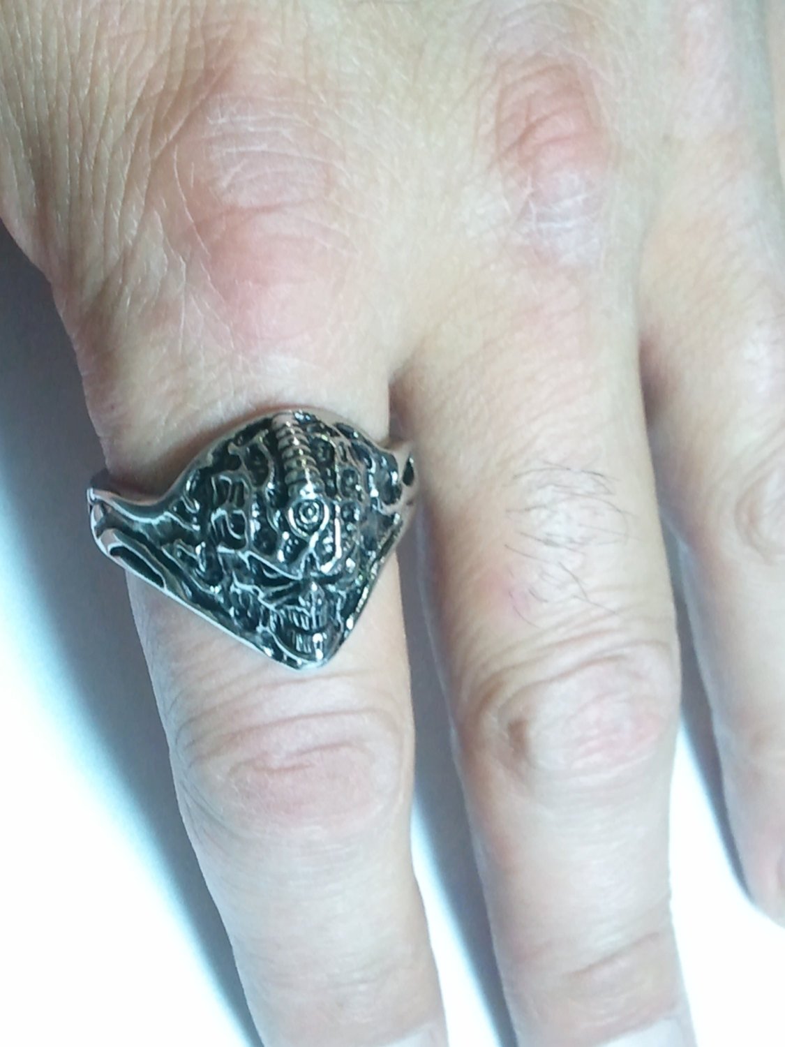Alien Demon Skull Ring. 925 Sterling Silver Ring-UDINC0032
