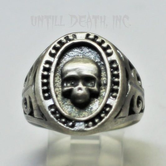 Custom Men's Memento Mori Beaded Skull Ring. 925 Sterling Silver-UDINC0031