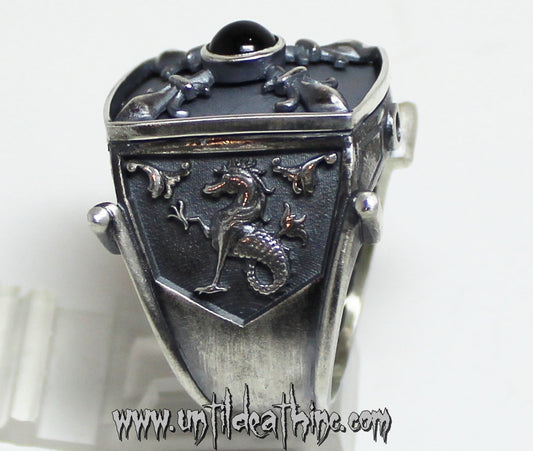 Sea Dragon Medieval King Ring in STERLING SILVER- UDINC0055
