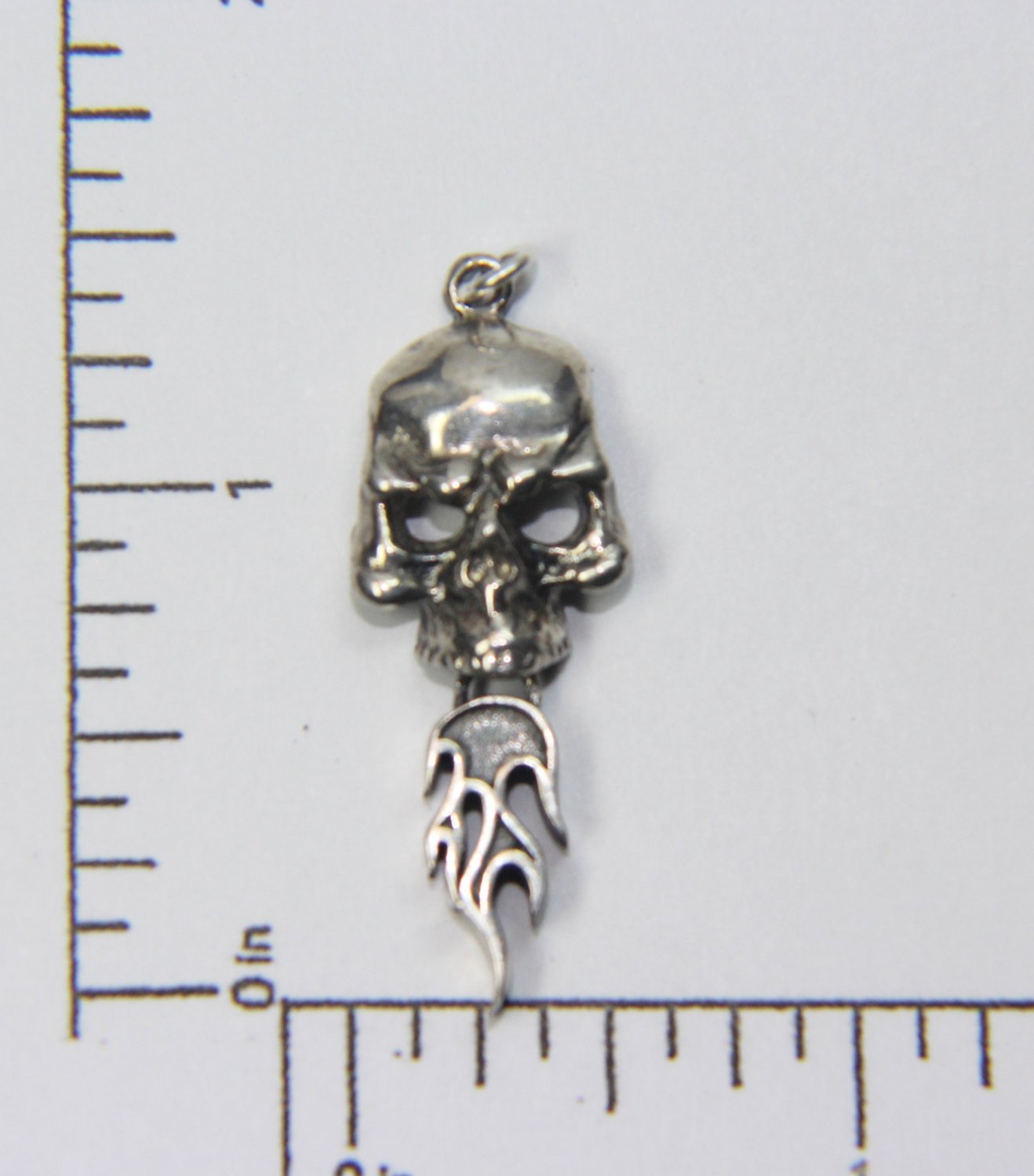 Skull With Flames Dangle Earrings