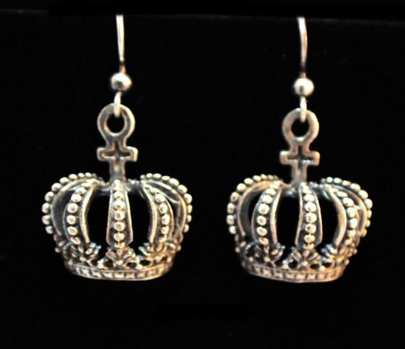 Crown sales dangle earrings