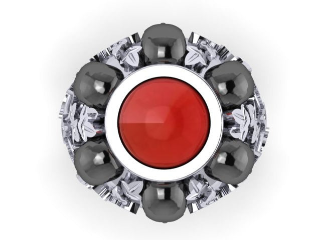 Until Death, Inc. "Ivy with Red" Skull Ring- UDINC0309