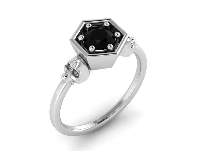 Hexagon Double Skull Ring-UDINC0705