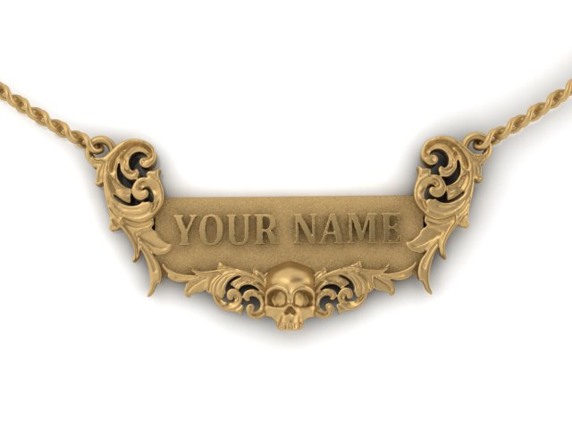 Skull Name Plate Pendant-UDINC0671