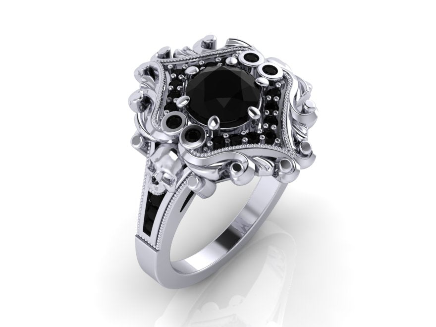 Secret Skull Engagement Ring-UDINC0653