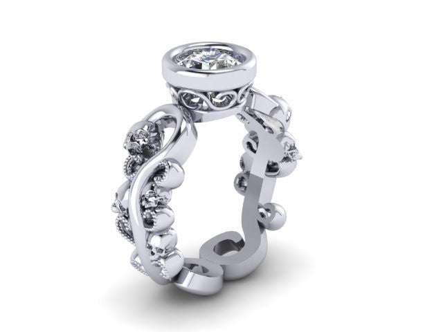 Secret Skull Engagement Ring-UDINC0566
