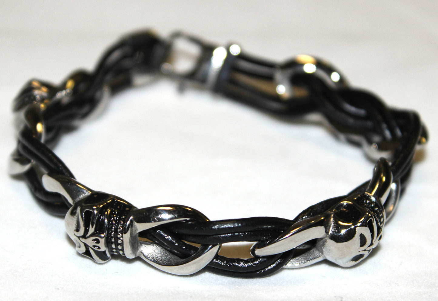 Stainless Steel Skull Leather Bracelet - UDINC0447