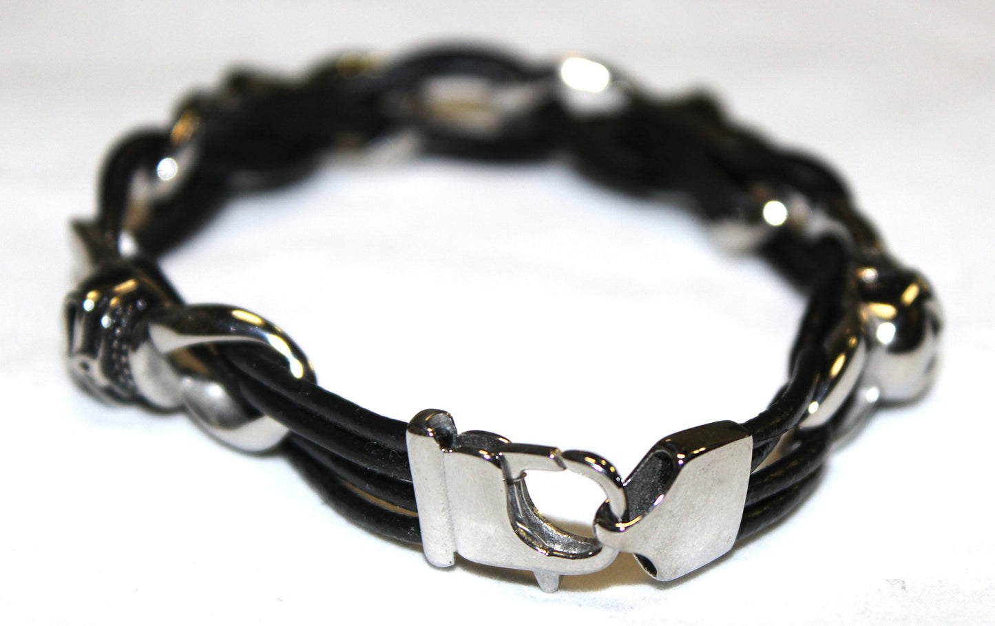 Stainless Steel Skull Leather Bracelet - UDINC0447