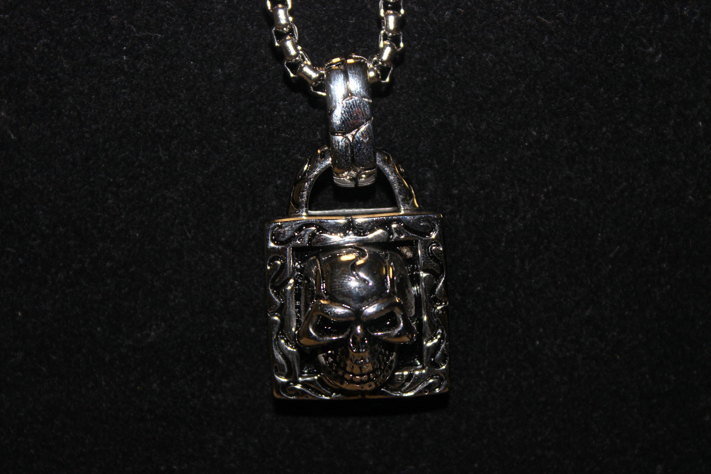 Stainless Steel Skull Square Pendant with Bail - UDINC0460