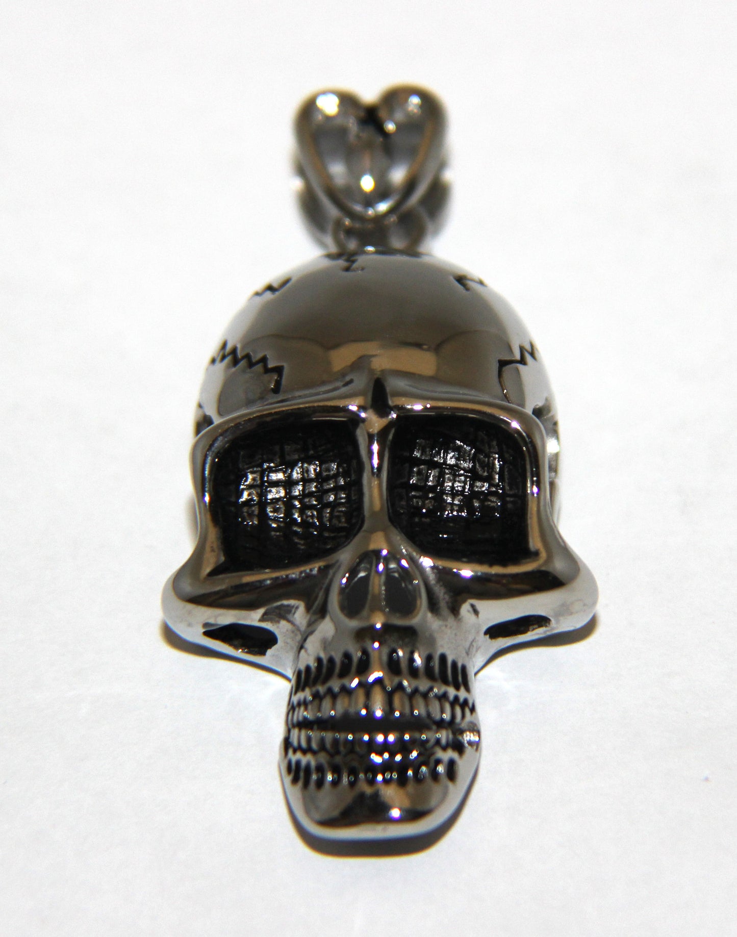 Stainless Steel Large Skull Pendant with Bail - UDINC0467