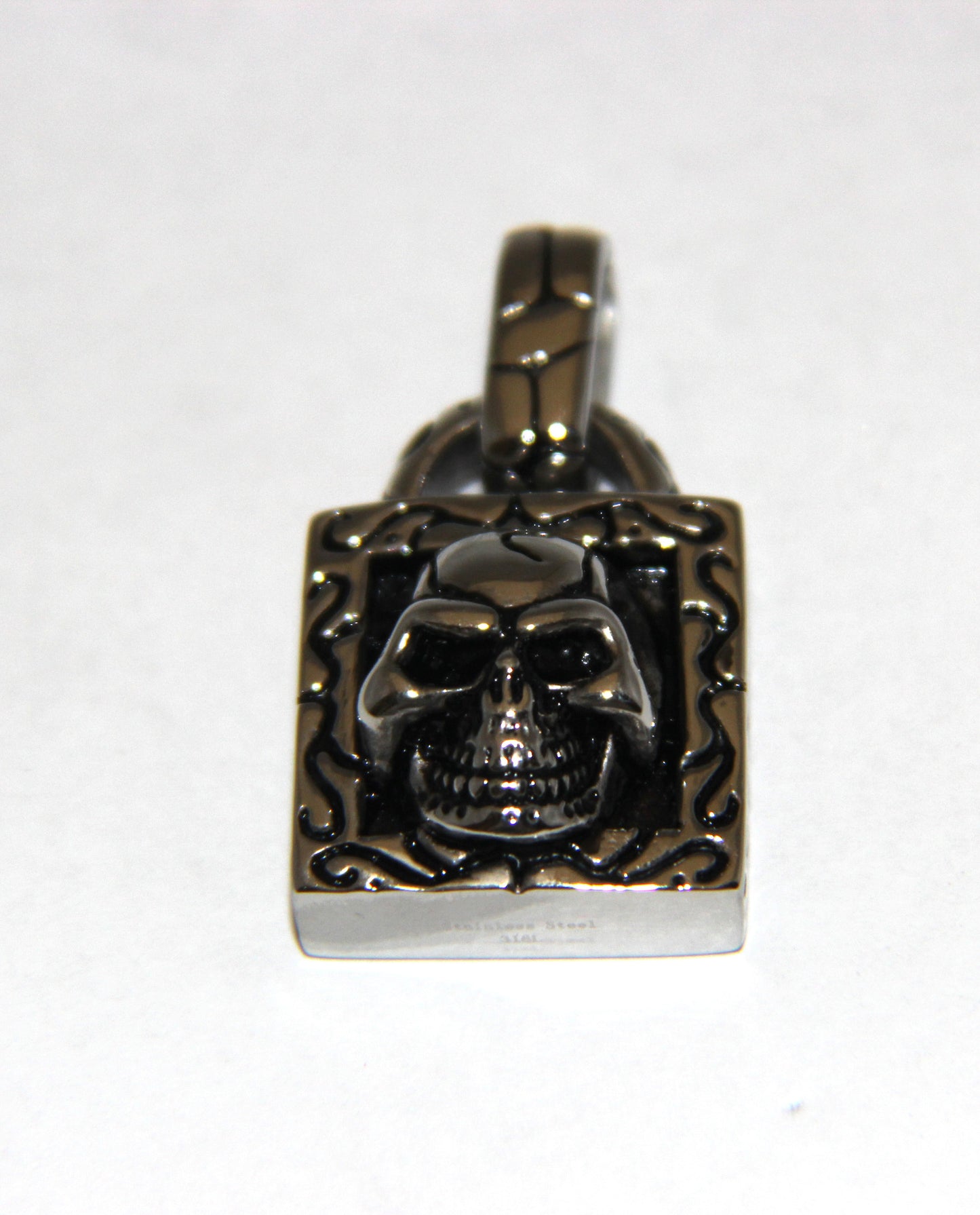 Stainless Steel Skull Square Pendant with Bail - UDINC0460