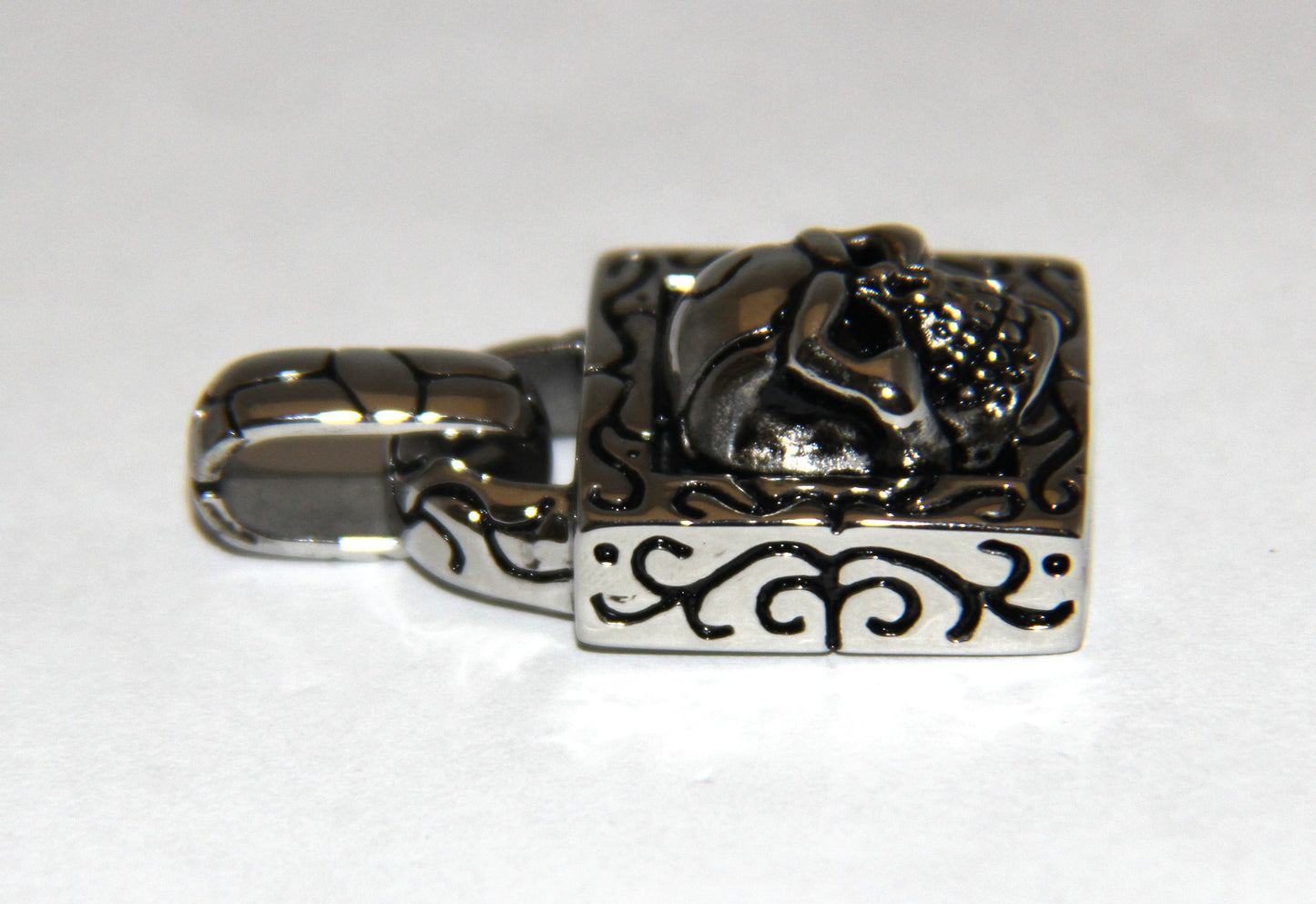 Stainless Steel Skull Square Pendant with Bail - UDINC0460