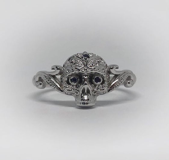 Small Sugar Skull Ring-UDINC0433