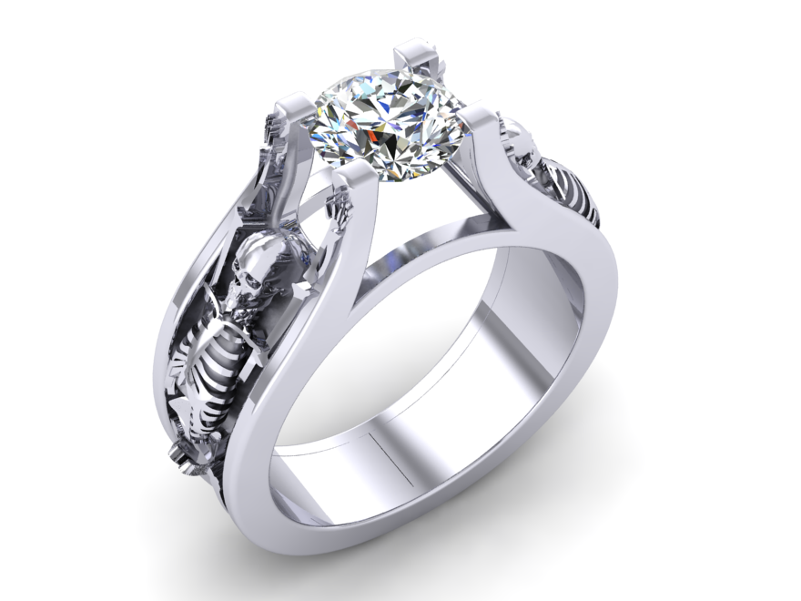 Secret Skull Engagement Ring-UDINC0333