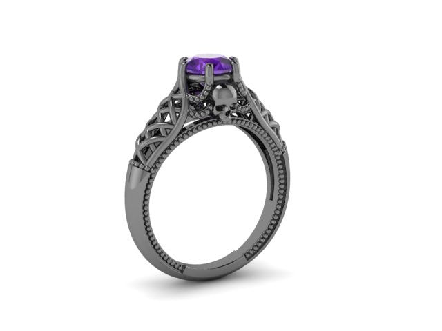 Secret Skull Engagement Ring-UDINC0556