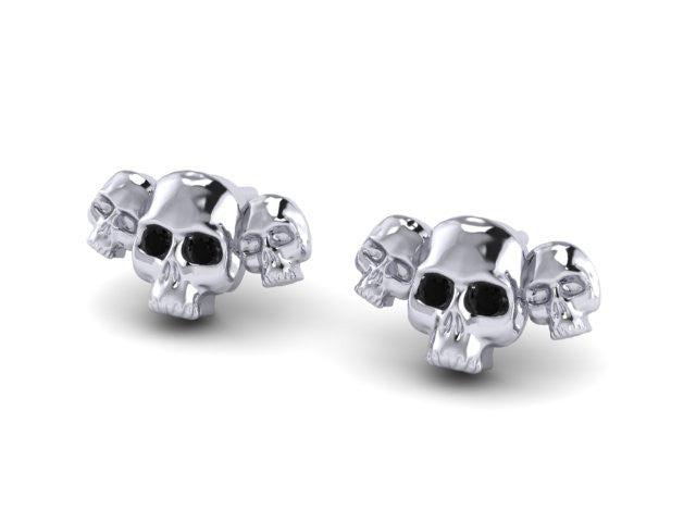 Tri-Skull Stud Earrings-UDINC0325