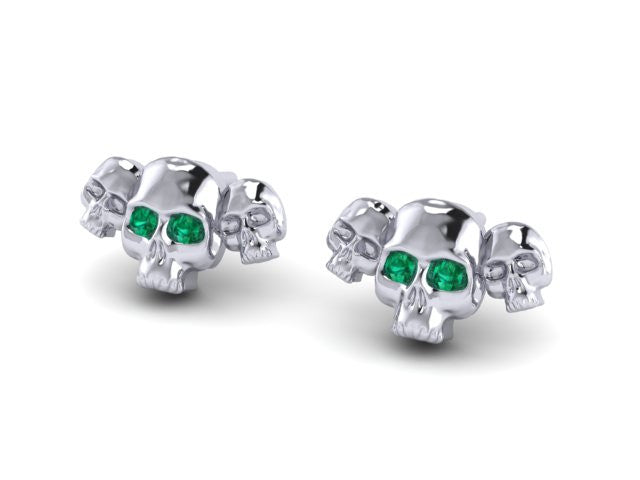 Tri-Skull Stud Earrings-UDINC0325