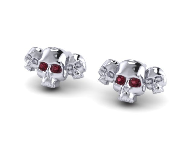 Tri-Skull Stud Earrings-UDINC0325