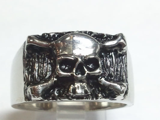 Until Death, Inc. "Jolly Roger Pirate Skull & Crossbones" Heavy 925 Sterling Silver Ring.-UDINC0043