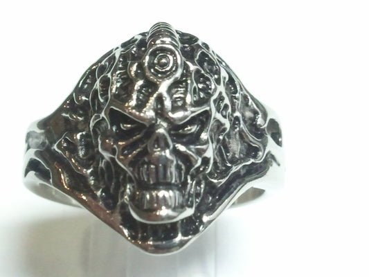Alien Demon Skull Ring. 925 Sterling Silver Ring-UDINC0032