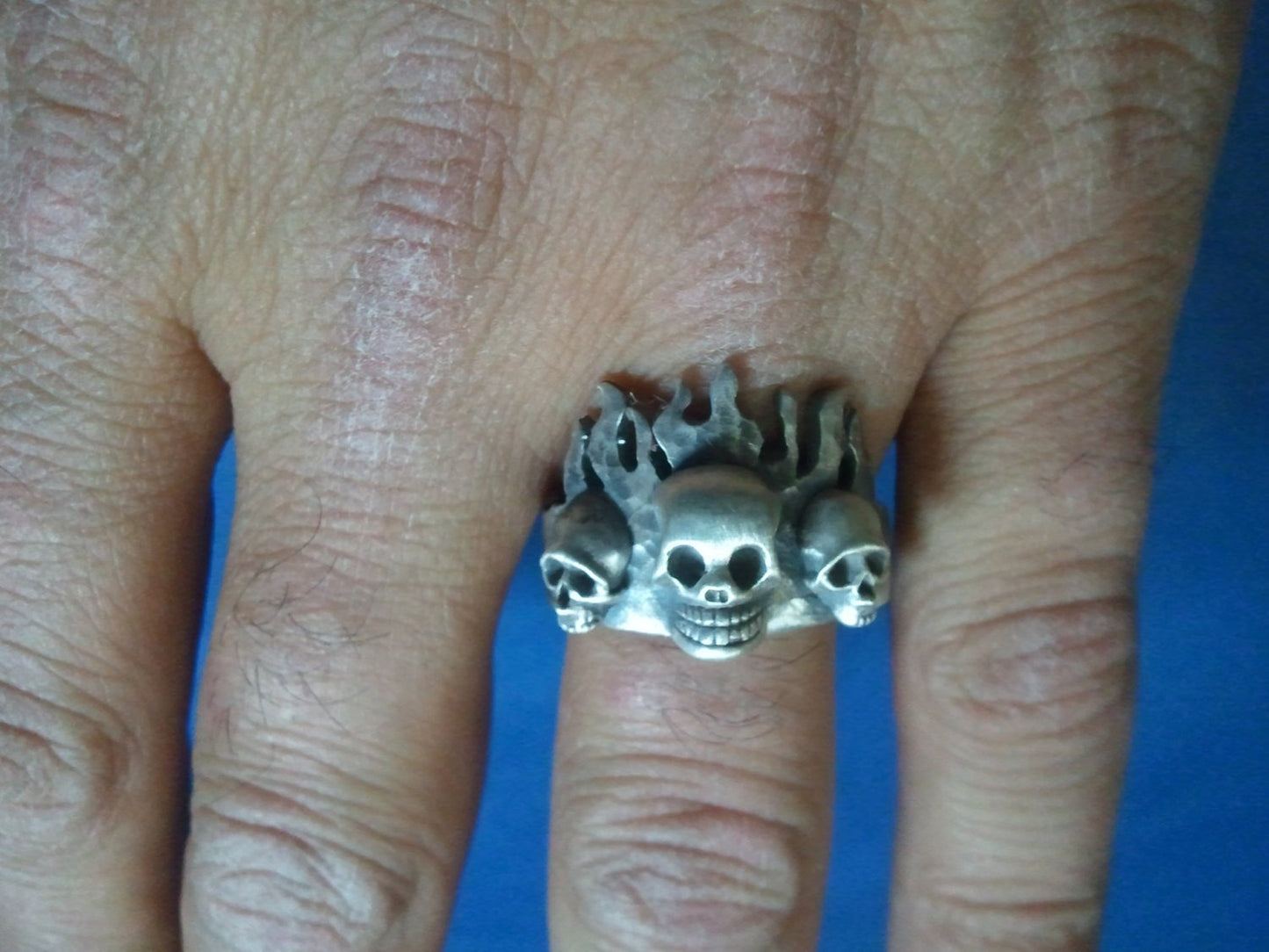 Flaming Skull Trinity Ring-UDINC0068