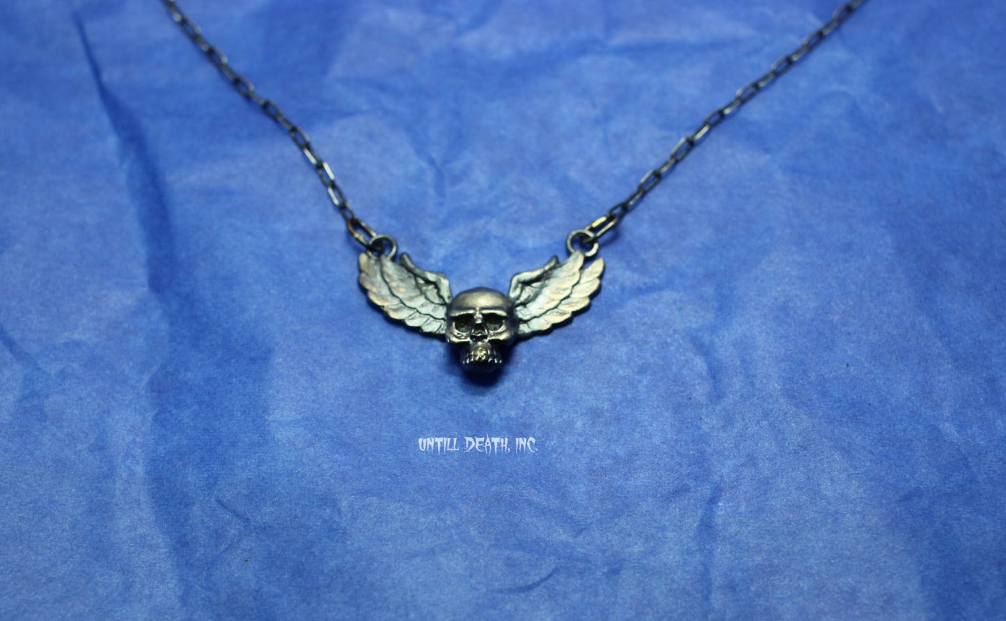 Dark Gothic Winged Skull Pendant-UDINC0115