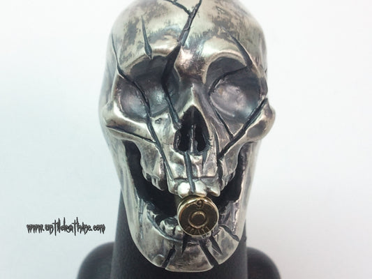 UNTIL DEATH, INC. "Big Daddy" With Cracked Skull & Bullet in mouth .925 Silver Ring-UDINC0007