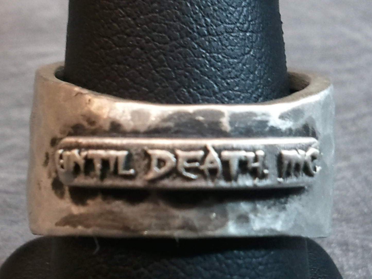 Until Death, Inc. Fleur De Lis Brushed Hammered  Heavy 925 Sterling Silver Ring.-UDINC0022
