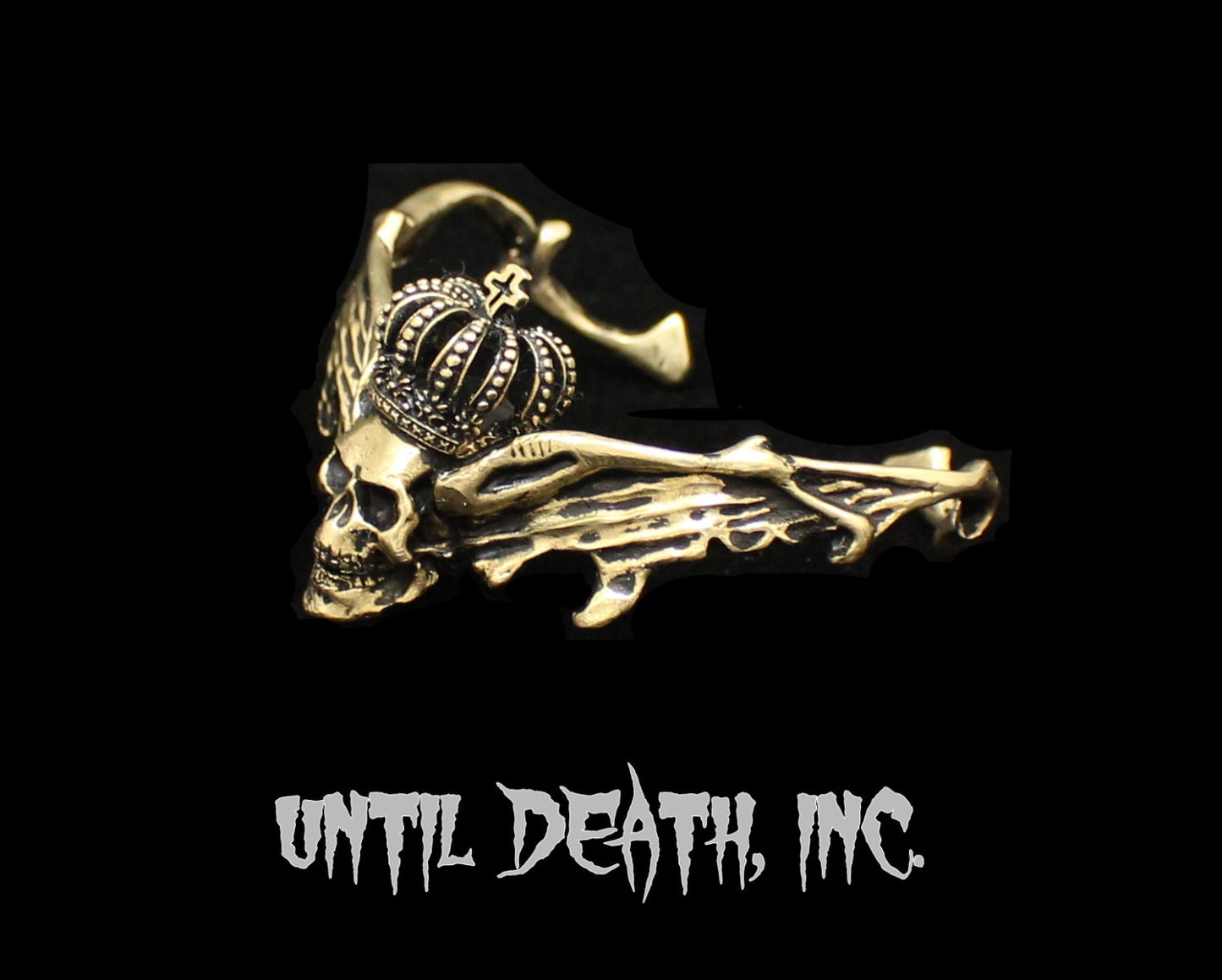 Until Death, Inc. Gothic Custom Flying  Winged Skull Cuff Bracelet.
