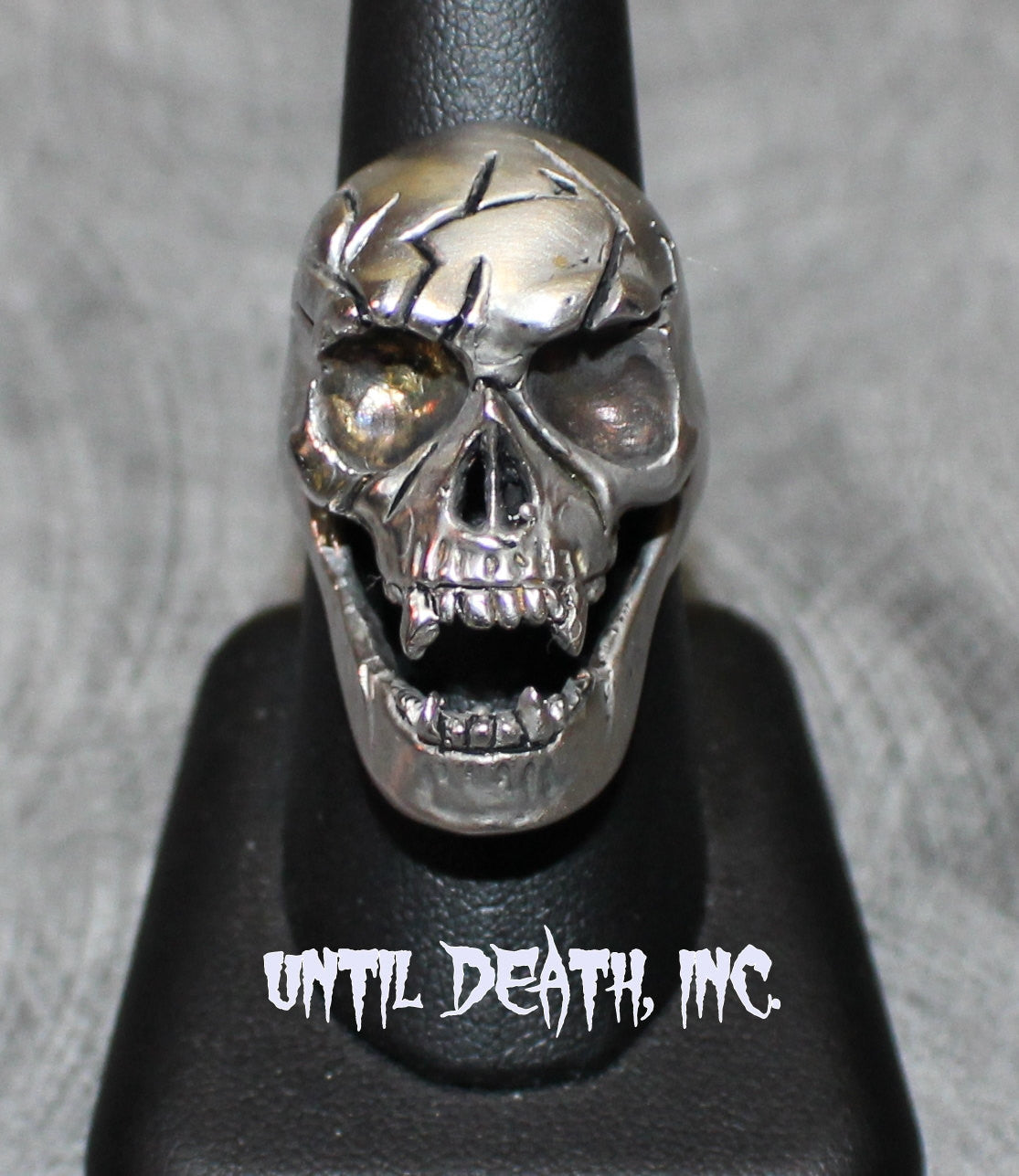 UNTIL DEATH, INC. "Big Daddy" Vampire Skull Huge Biker ring .925 Sterling Silver.-UDINC0006