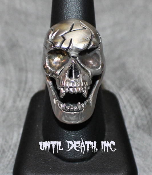UNTIL DEATH, INC. "Big Daddy" Vampire Skull Huge Biker ring .925 Sterling Silver.-UDINC0006