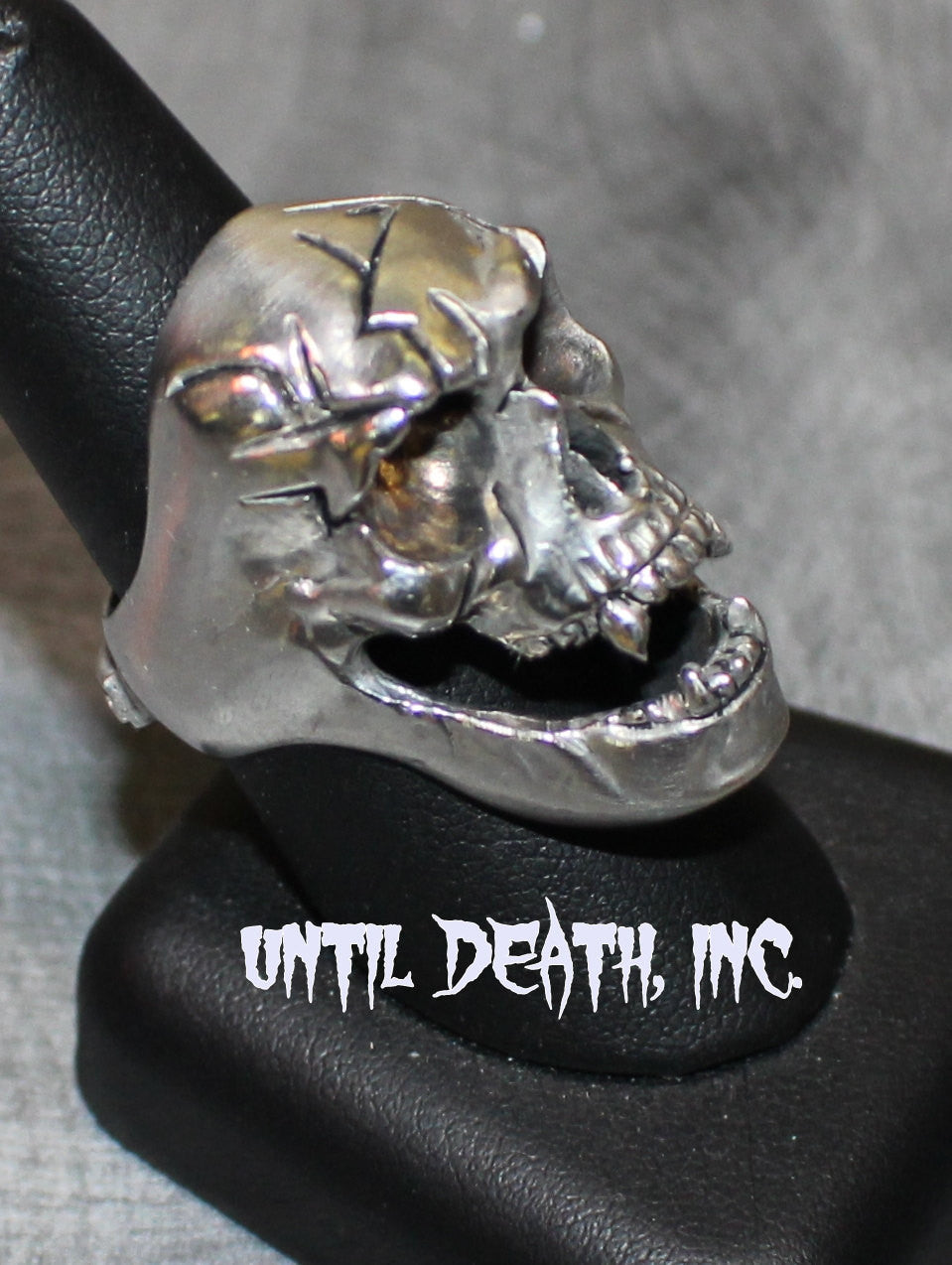 UNTIL DEATH, INC. "Big Daddy" Vampire Skull Huge Biker ring .925 Sterling Silver.-UDINC0006