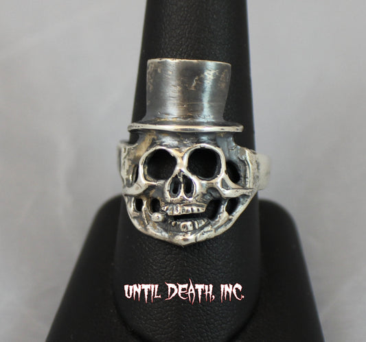 Top Hat & Cigar Skull Ring in STERLING SILVER-UDINC0033