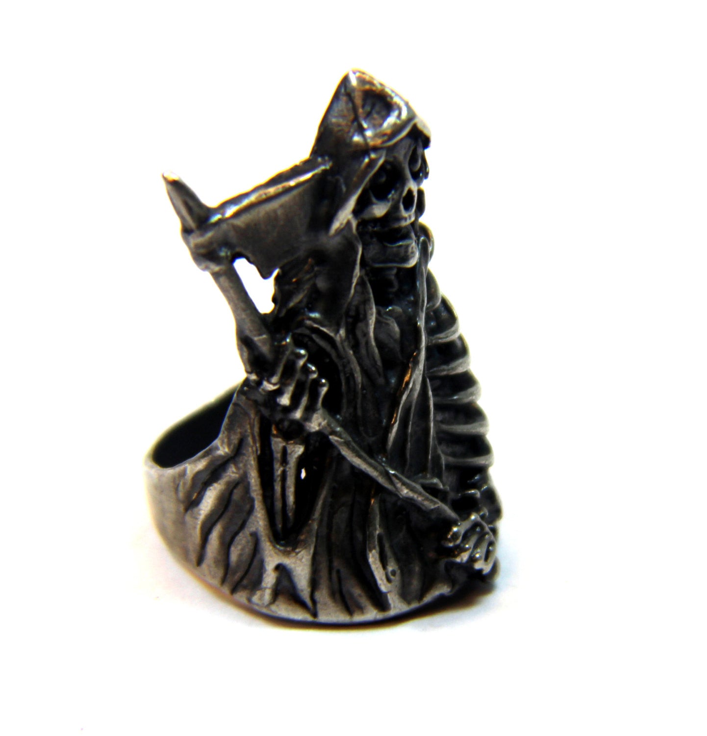 Until Death, Inc. "Reaper Ring" Huge .925 Sterling Silver Biker Skull Ring.-UDINC0076
