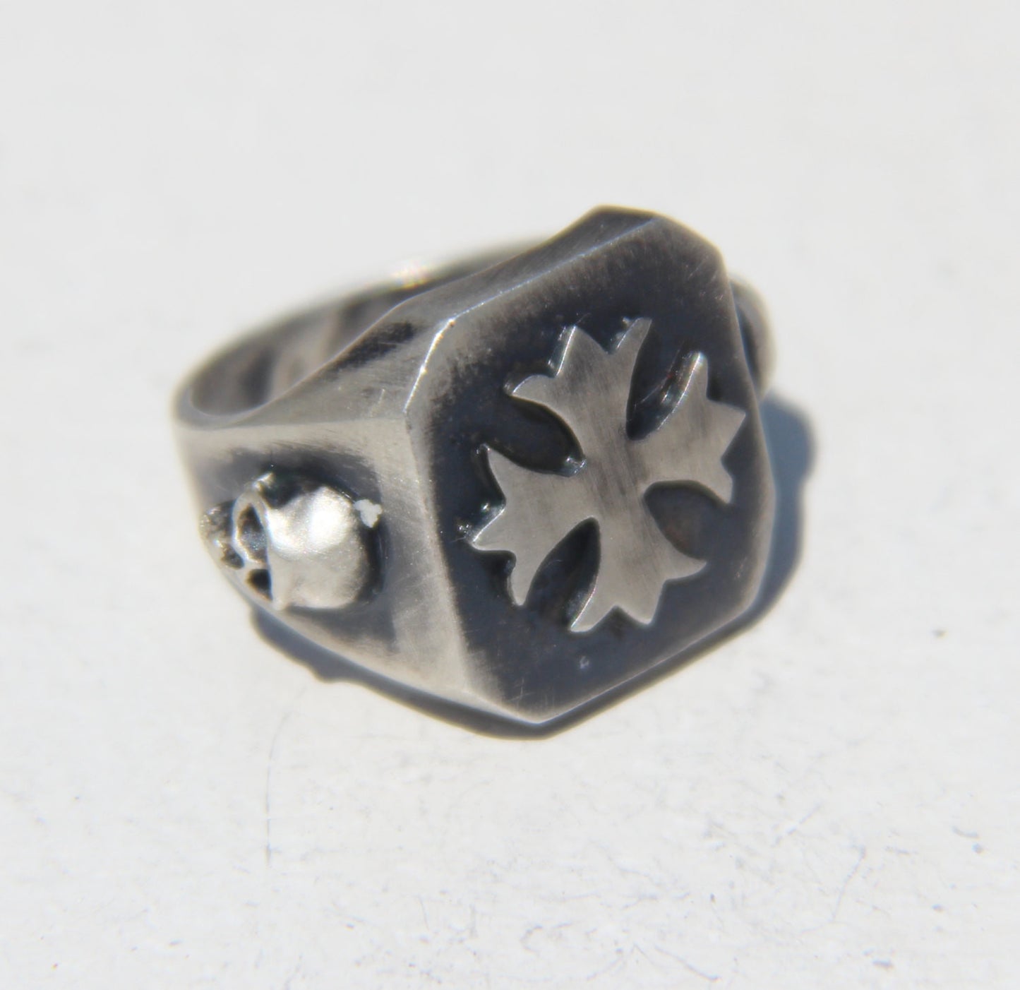 Until Death, Inc. Maltese Cross Signet Ring with Skull Accents. Solid 925 Sterling Silver.-UDINC0029