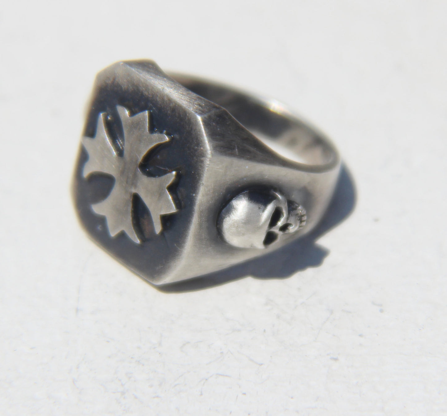 Until Death, Inc. Maltese Cross Signet Ring with Skull Accents. Solid 925 Sterling Silver.-UDINC0029