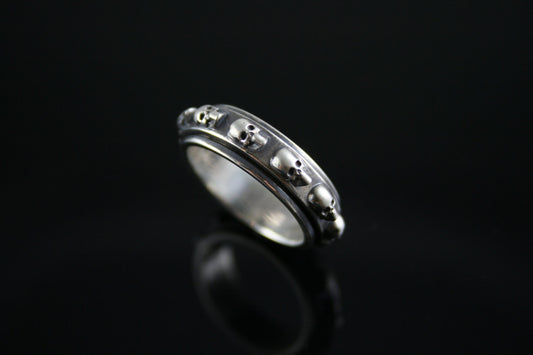 Vintage Skull Spinner Ring in STERLING SILVER-UDINC0315