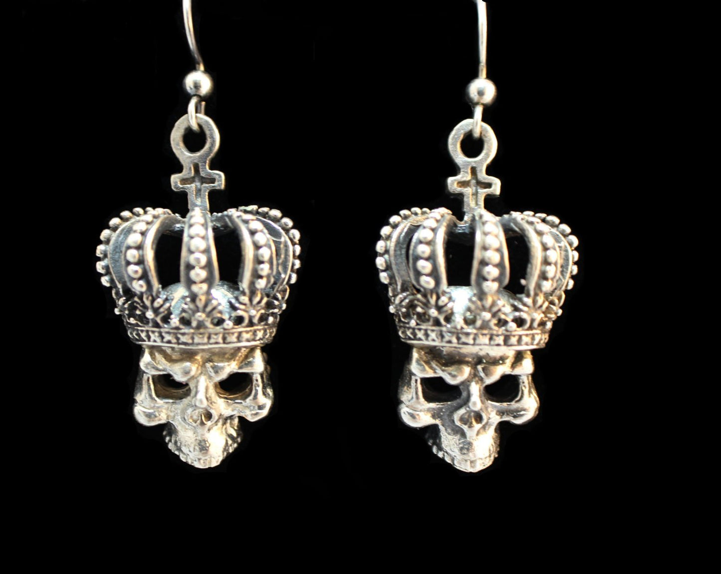 Royal Crown, Cross & Skull Dangle Earrings