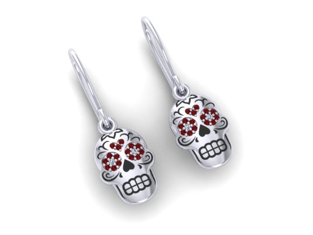 Sugar Heart Skulls Drop Earrings