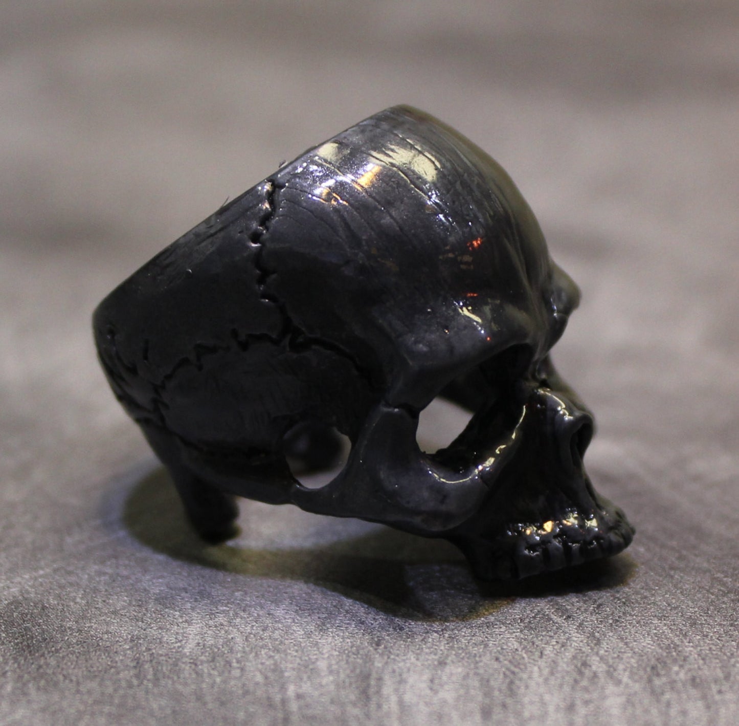 Until Death, Inc. "Black Goliath Skull" Huge .925 Sterling Silver Biker Skull Ring.-UDINC307