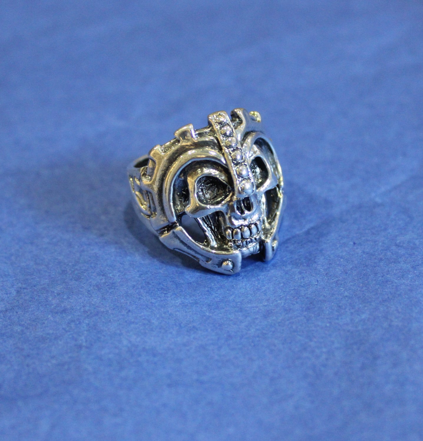 Until Death, Inc. "Warrior Skull Ring" Huge .925 Sterling Silver Biker Skull Ring.-UDINC0081