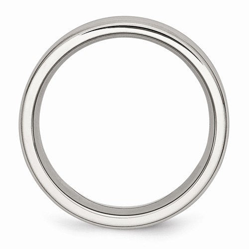 Men's Wedding Band-Stainless Steel Grooved 8mm Polished Band-UDINC0372