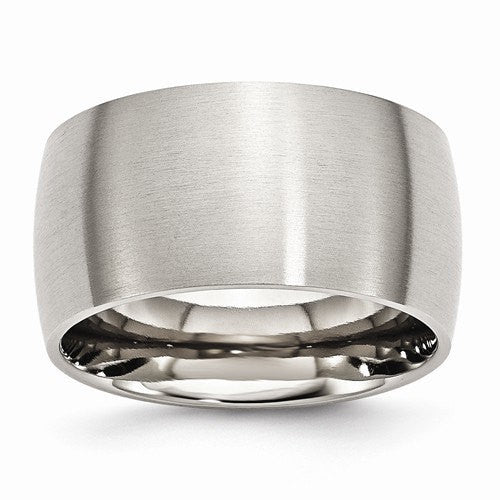 Men's Wedding Band-Stainless Steel 12mm Brushed Band-UDINC0392