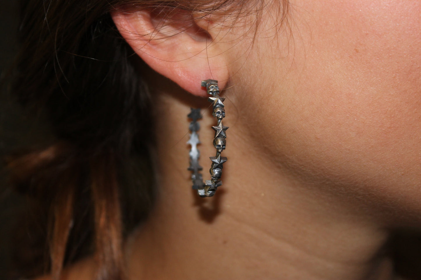 Stars and Skulls Hoop Earrings-UDINC0375